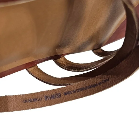 Lucky Brand Espadrille Sandals Womens Brown Leather Size 8.5 Boho Prairie Wedge - Picture 13 of 13